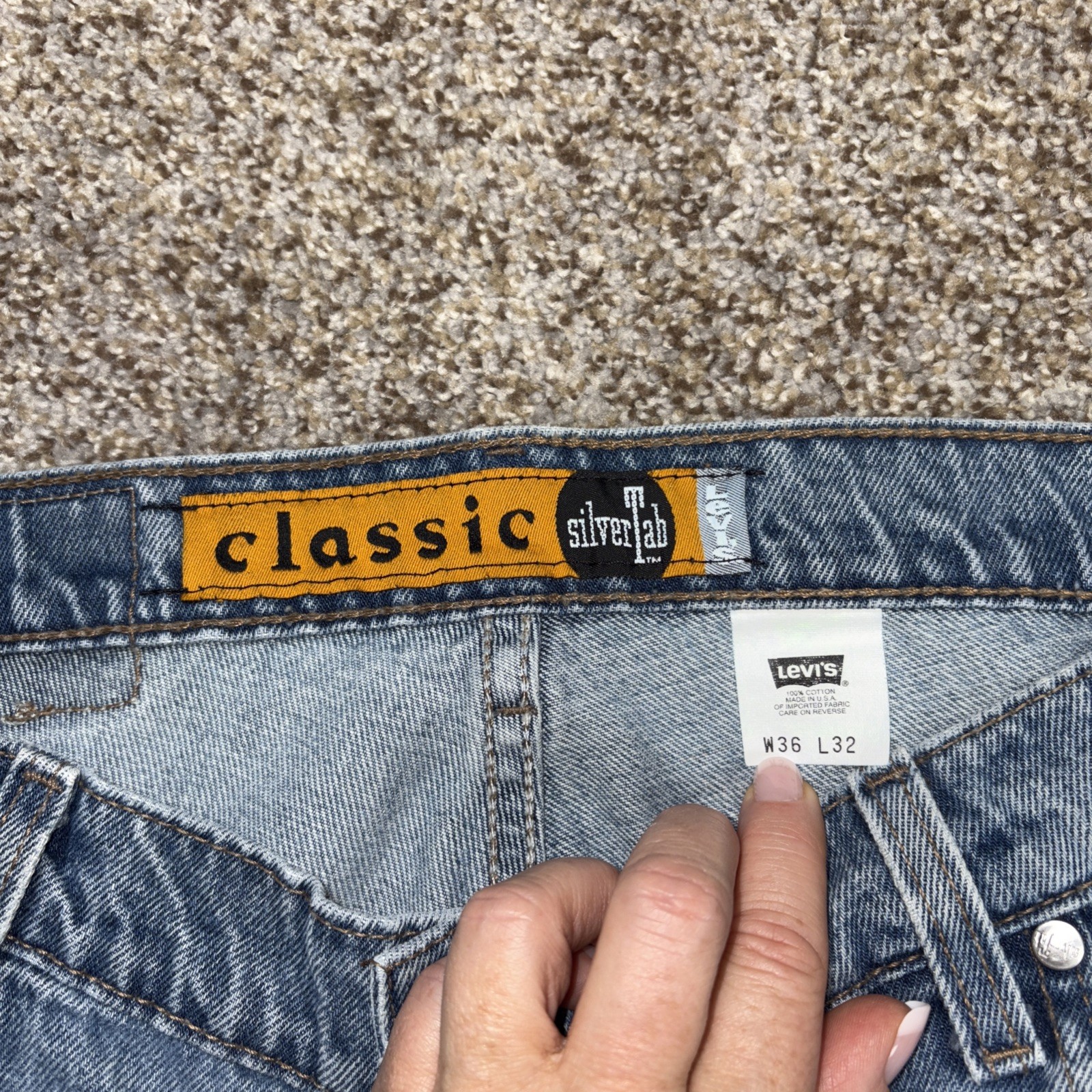 Vintage 90’s Levi’s Silver Tab Men’s Jeans 36x32 Blue Skater Classic Fits 34x32 - View 4