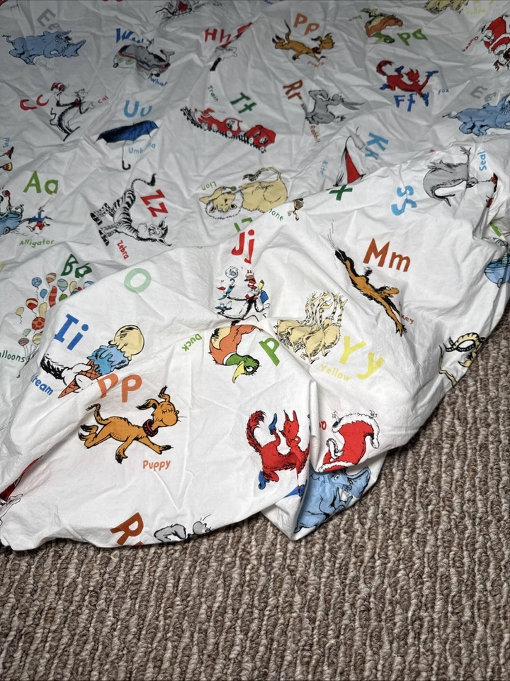 Простыня на резинке Pottery Barn Kids Dr Seuss ABC размер Twin 100% хлопок снятая с производства - Изображение 4 из 4