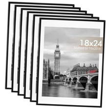 Poster Frames Set of 6 with Shatter Resistant Plastic Glass, Thin Border 18x24