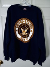 Vintage US Navy Sweatshirt Size XL Reflective Soffee USA Made Seal USN Blue