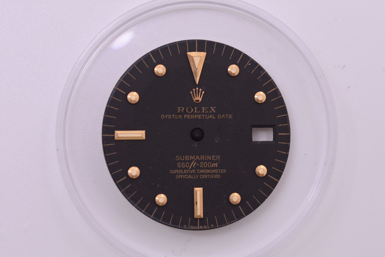 1970s Vintage Rolex 18K Submariner Date Matte Dial Gold Gilt Text 1680 Nipple