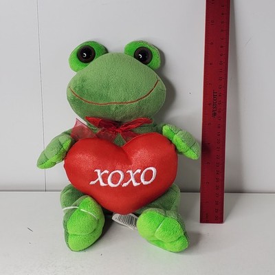 Green Frog Plush Stuffed Animal Red Heart XOXO Valentine's Day