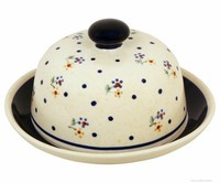 Bunzlauer Keramik – Kleine Runde KäSeglocke / Butterdose Ø10,5 Cm, Dekor 111