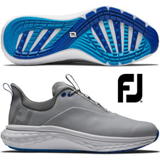FOOTJOY QUANTUM MENS WATERPROOF GOLF SHOES - GREY/WHITE/BLUE @ 45% OFF RRP