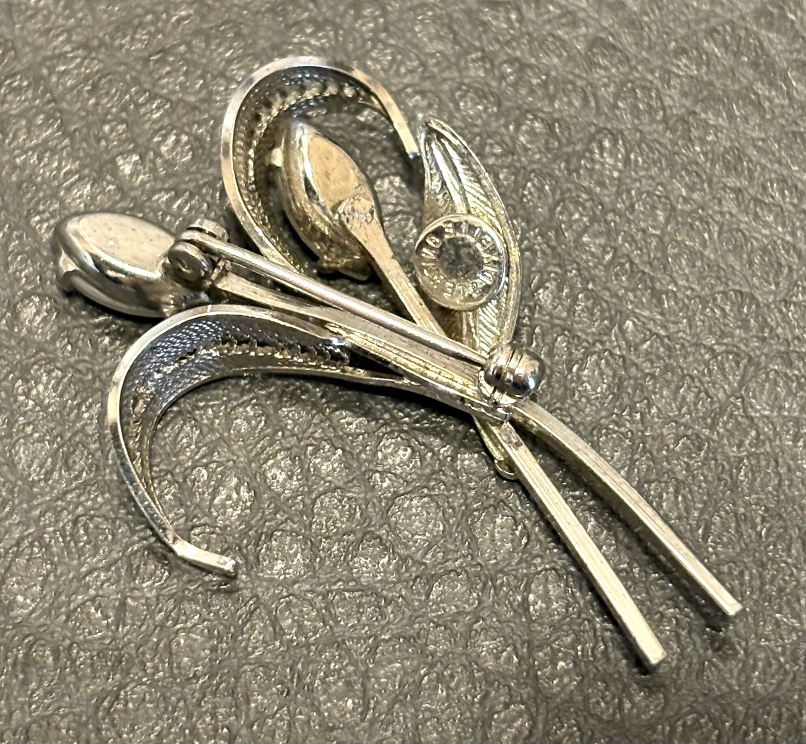 Dixelle 925 Solid Sterling Silver Leaf Brooch wit… - image 3