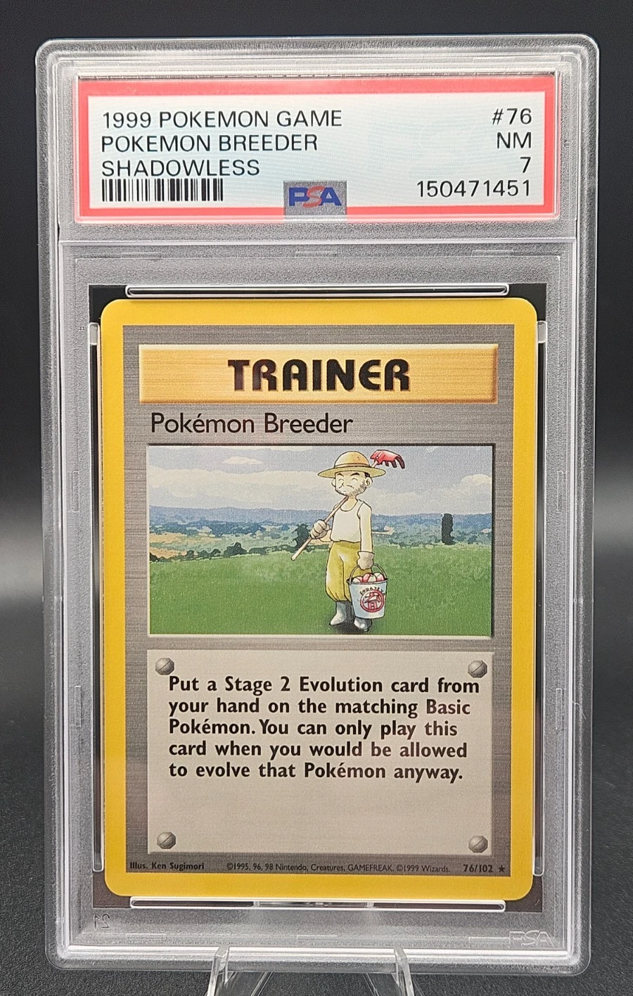 1999 POKEMON BASE SET SHADOWLESS #76 POKEMON BREEDER PSA 7