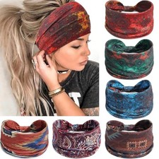 Wide Headbands for Women Knotted No Slip Head Bands Soft Turban Dark Green