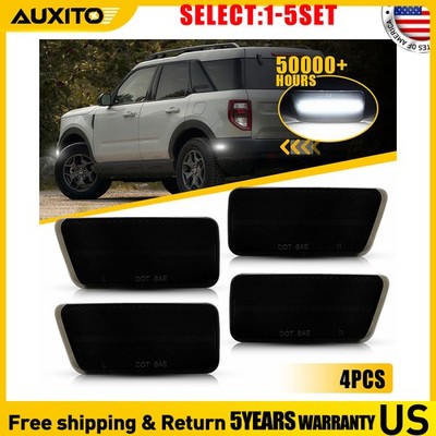 Smoked LED Front Rear Bumper Side Marker Light For 21-23 Ford Bronco Sport 4-40