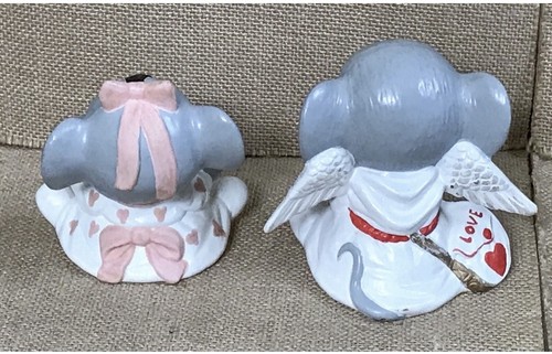 Vintage Mouse Figurine Set Guardian Angel And Baby Handmade Ceramic Kitsch Twee - Picture 3 of 8