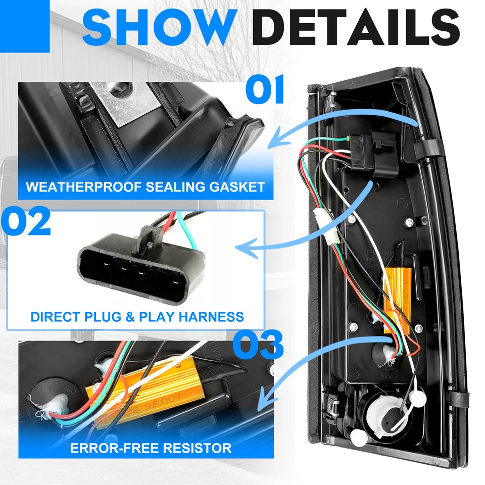 DOT Fits 88-98 Chevy GMC C/K 1500-3500 Yukon Silverado Smoke LED Tail Lights - Image 4 of 4