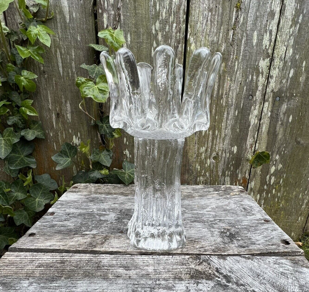 Kosta Boda Sunflower Glass Candle Holder Goran Warff Mid Century