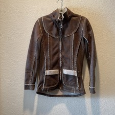 Kuhl Projekt “dani Sherpa” Multicolored Distressed Full Zip Missing Hood Jacket