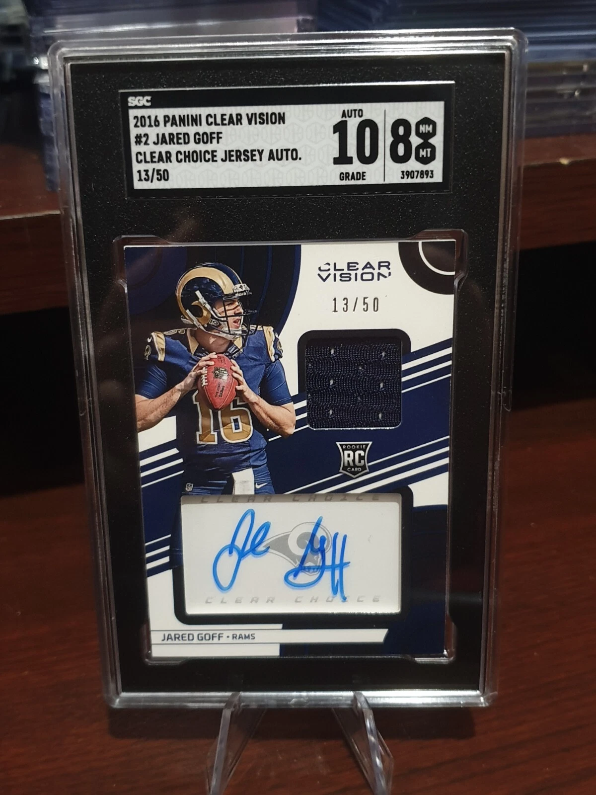 Jared Goff Panini Clear Vision Clear Choice Jersey Autograph #2 Base