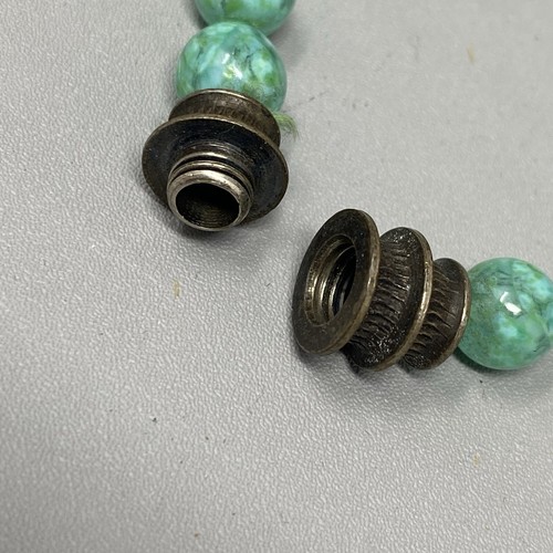 French Glass Bead Necklace Mint Green Lamp Work Hand Made Marble Collar VTG 16" - Picture 12 of 16