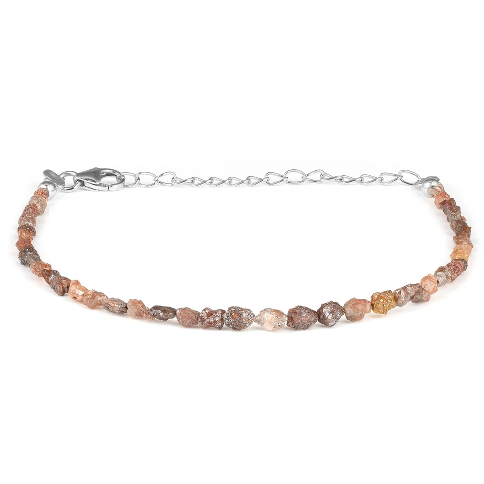 Natural Brown Diamond Uncut Nuggets Beads Sterling Silver Raw Rough Bracelet - Image 4 of 4