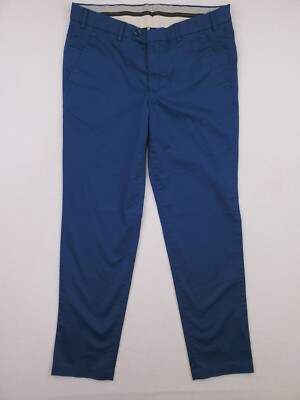 Maus&Hoffman Pants Mens 34x31 Blue Chino Porter 2.0 Flat Front Stretch Twill