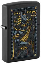 Zippo 46245, Egyptian God Anubis Design, Black Matte Finish Lighter, NEW