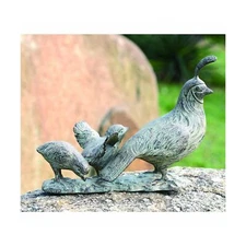 SPI Home Cast Aluminum Quail Family Indoor/Outdoor Statue 10 Inches High