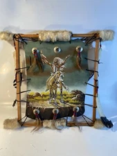 Large 23”x 25” Native American on Horse Stretched Canvas Decor/Art