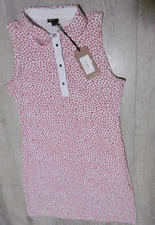 MDC Sport Women US 6 Golf Shirt Dress White-Red Floral Sleeveless Collared NWT