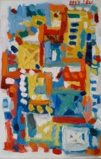 ETTY LEV (1941-2020), Large Oil on Canvas, Abstract composition, Signed