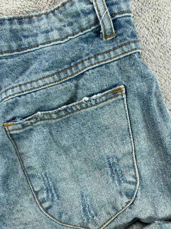 Mustard Seed Womens Small 27 Denim Shorts Blue Jean Cut Off Distressed Hi Rise - Image 2 of 4