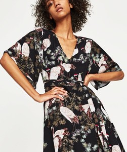 zara bird print dress