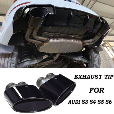 2pcs Car Double Inner Exhaust Muffler Tail Tip Pipe For Audi RS3 RS4 RS5 RS6