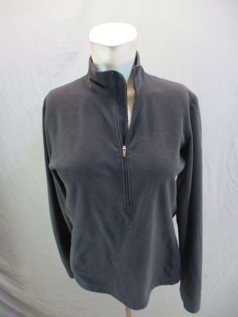 REI Size M Womens Black Athletic Long Sleeve 1/2 Zip Fleece Sweatshirt