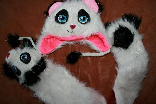 Girls JUSTICE PANDA Hat and Scarf SET 