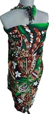Pareo Hawaiian Bathing Suit Bikini Swimwear Cover Up Dress Sarong Wrap Green