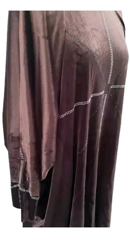 Quality Ladies Premium Velvet Butterfly Frasha Abaya Diamante Brown Size 58 - Picture 5 of 5