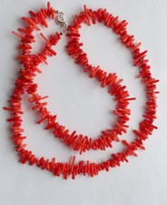 BEAUTIFUL necklace branches of natural orange coral total length 75 cm