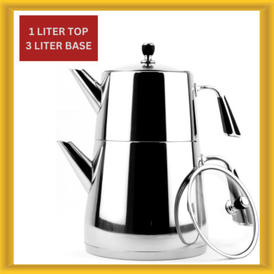 Ronnelli 01238 1 Liter Top & 3 Liter Base Stainless Stell Double Tea Kettle