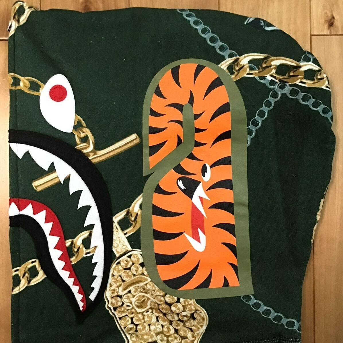 BAPE JEWELS SHARK FULL ZIP HOODIE Green A Bathing Ape Size L