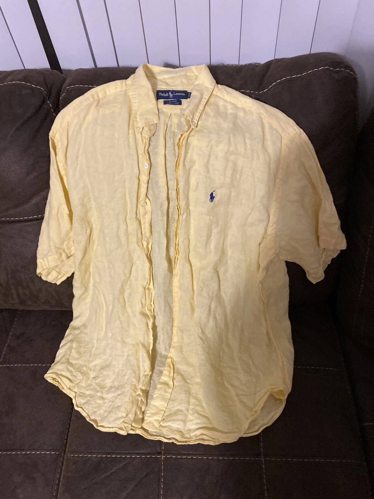 Mens Ralph Lauren Yellow Linen Shirt Size XL(4W10)