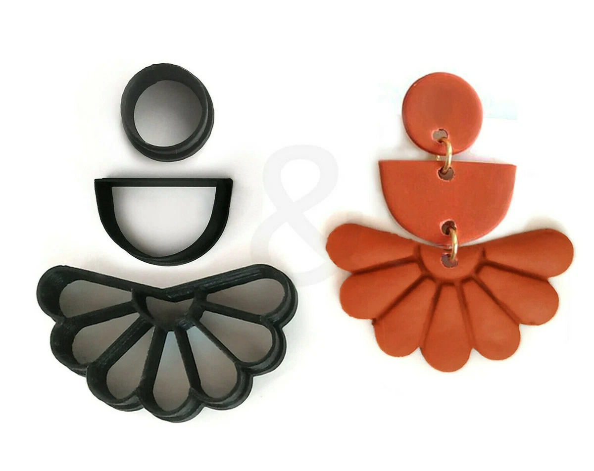 Polymer Clay Cutter set of 3, FLoral (Half Flower) clay Earring Cutter