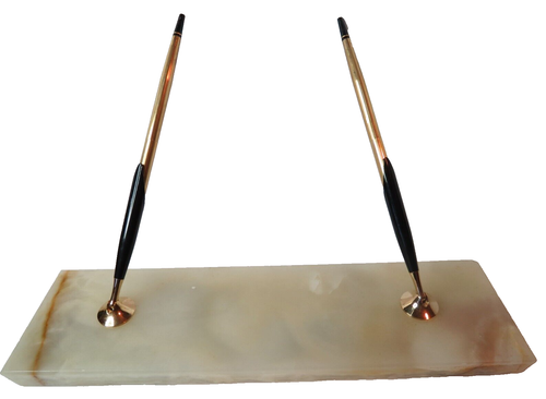 VTG 2 CROSS 1/20 10K GOLD FILLED PEN MICHANICAL PENCIL ON MARBLE DESKTOP STAND