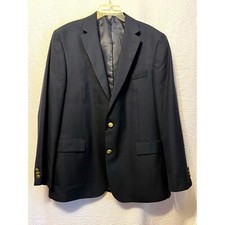 Stafford Classic Navy Blazer Gold Buttons Two Button Closure Mens Size 44L