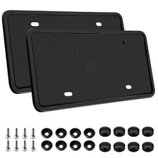 2 PCS Silicone License Plate Frames Rubber Front & Rear Plate Holder with Screws