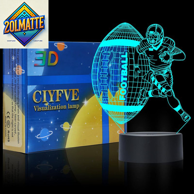 Football 3D Lamp Optical Illusion Night Light - 7 Colors Auto Gradient Night Lig