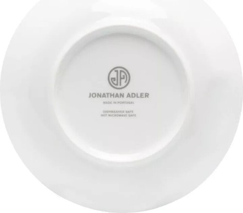 Jonathan Adler 1948 handbemalte weiße & goldene Spritzer Porzellansuppenschüssel - Bild 3 von 3