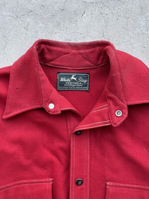 Vintage 50s White Stag Wool Mackinaw Jacket Size XL Red USA Oregon