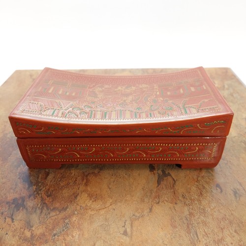 Scatola vintage asiatica birmana Betel noce Ku-Nan-Kan-Byat Birmania lacca arancione 7,7 - Foto 2 di 22