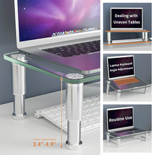 2 Pack Computer Monitor Riser with Height Adjustable Multi Media Desktop Stan...