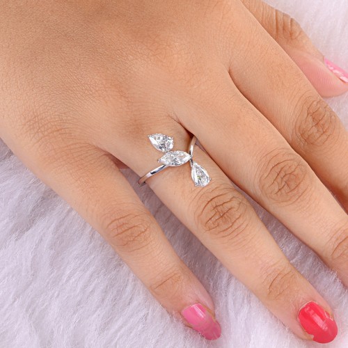 Anillo de diamantes naturales SI/HI de 1,41 quilates de oro blanco de 14 k regalo de aniversario para mujer - Imagen 3 de 9