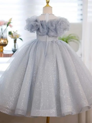 Girls Kids Pageant Sequins Robe Communion Dress Banquet Gown Performance Vestido - Picture 5 of 19