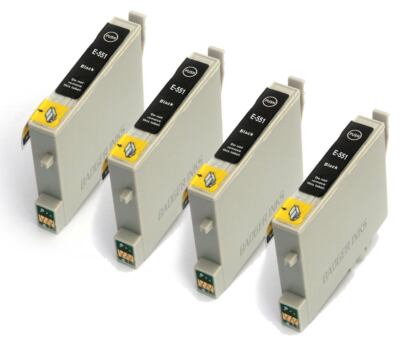 Badger Tinten 4x Schwarz Tintenpatronen Kompatibel mit Epson T0551 Rubber Duck Tinte