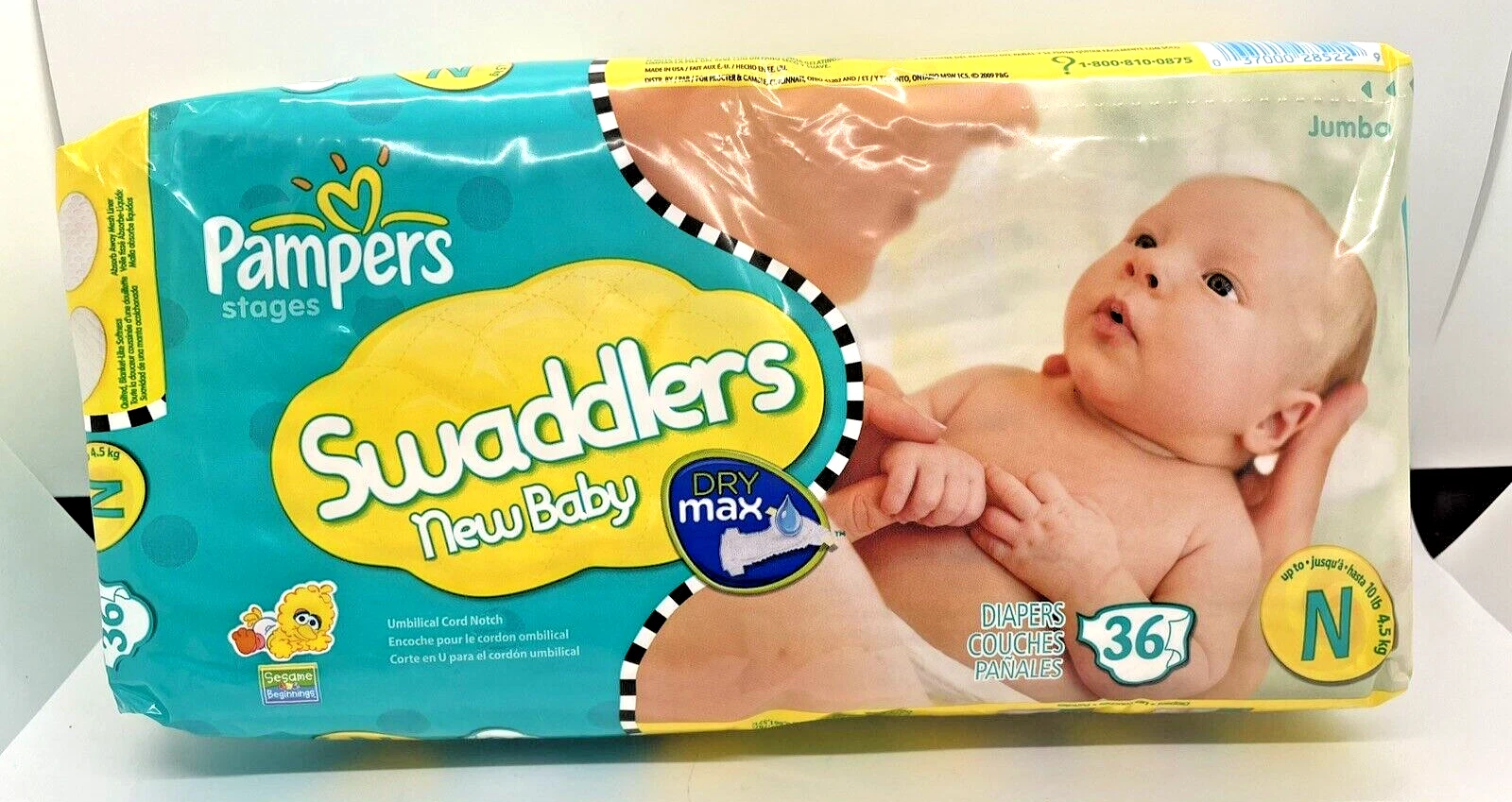 Pampers Swaddlers New Baby Diapers Sesame Street 2009 36 ct Sealed