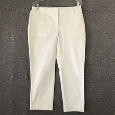 Eileen Fisher Women  s Size Small Solid White Organic Cotton Cropped Chino Pants